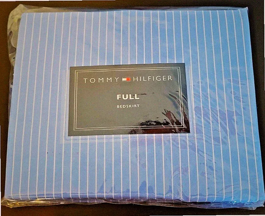 (1) Tommy Hilfiger Lincoln Avenue Bed Skirt ~ Blue Stripe ~ 14" Drop ~ Full NEW