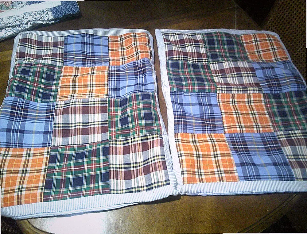 2 Tommy Hilfiger Cotton Multi-Colored Patchwork Standard Pillowcases 24" x 19"