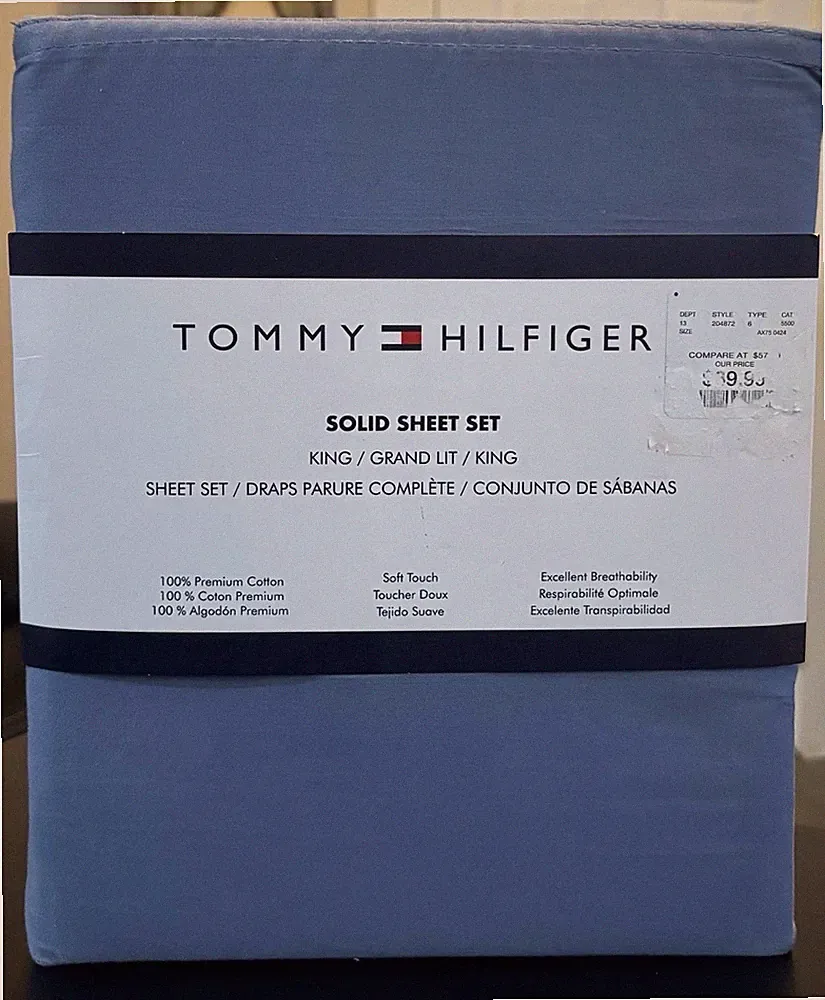 4 pc Tommy Hilfiger Blue King Sheet Set NIP