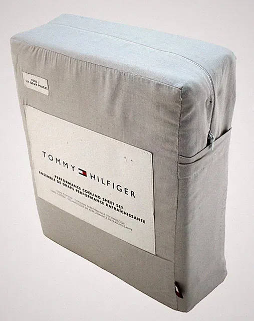 New TOMMY HILFIGER Full Size Gray 4 pc 100% Cotton Performance Cooling Sheet Set
