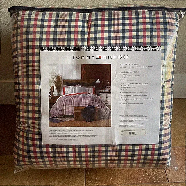 NEW Tommy Hilfiger Timeless Plaid Full/Queen Comforter + Pillow Shams Bedding