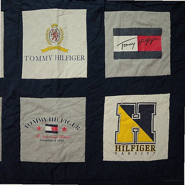 Rare VTG TOMMY HILFIGER Classics Varsity Spell Out Flag Comforter Blanket 90s