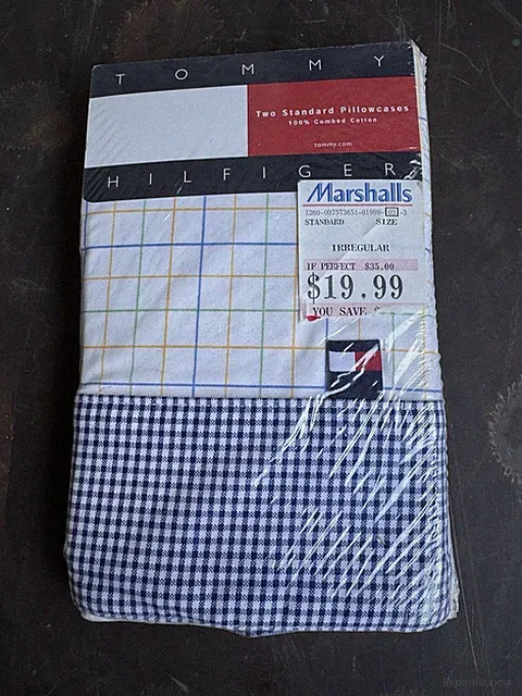 Set of 2 Tommy Hilfiger combed cotton standard pillowcases in plaid and gingham