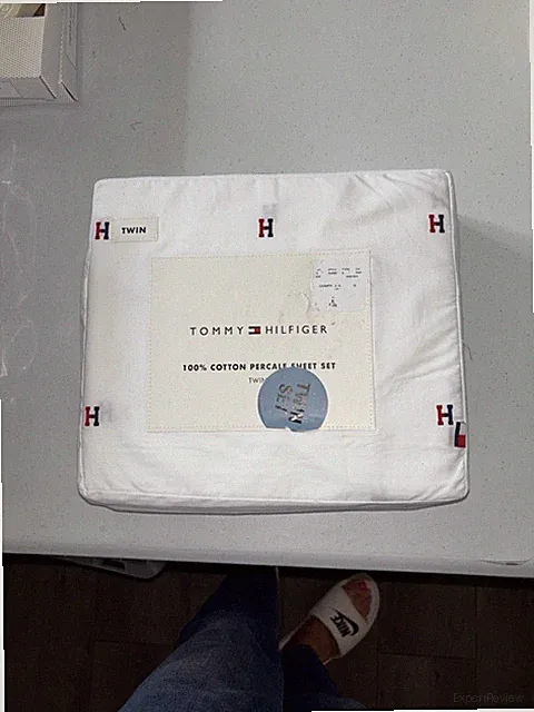 Tommy Hilfiger 100% Cotton Percale Twin Sheet Set H Logo New