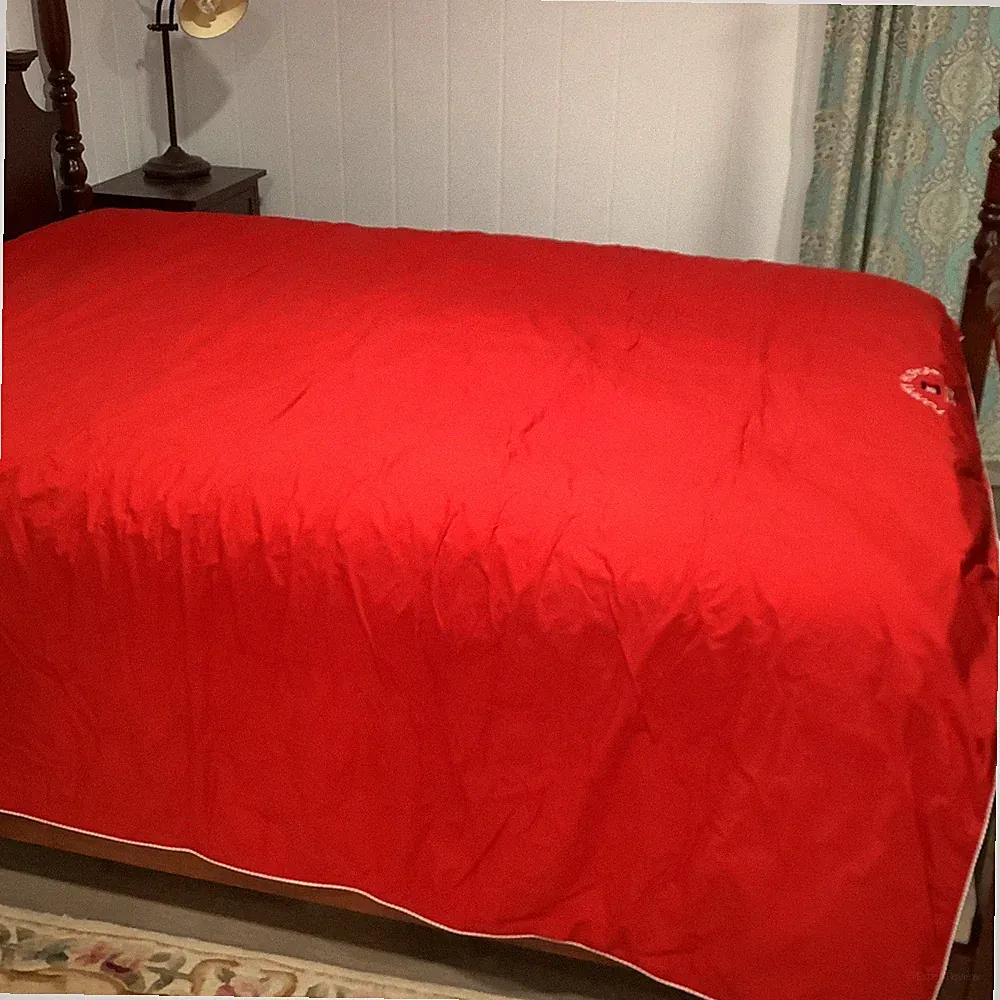 Tommy Hilfiger 1985 Red & Blue/White Stripe Reversible Coverlet 96x80 HTF RARE