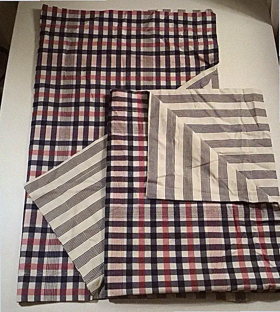 Tommy Hilfiger (2) Blue Burgundy Plaid Standard Pillow Shams 100% Cotton
