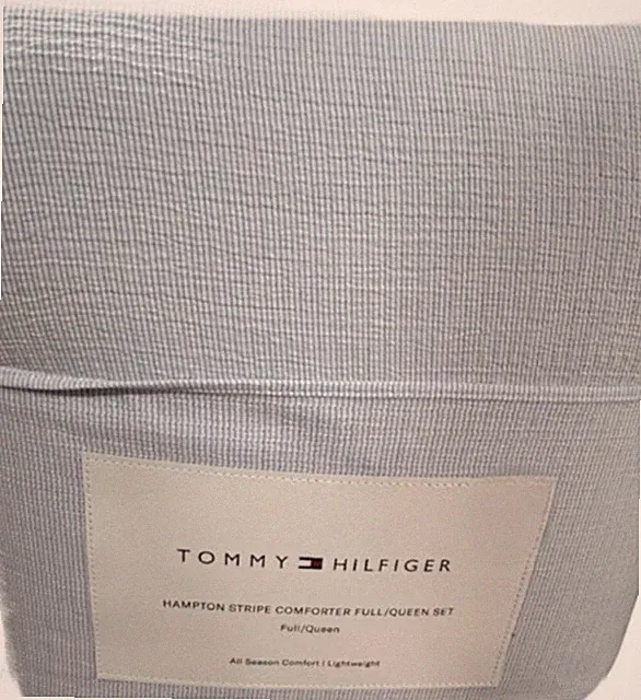 Tommy Hilfiger Blue Hampton Stripe All Seasons Full/Queen Comforter Set 92”x96”