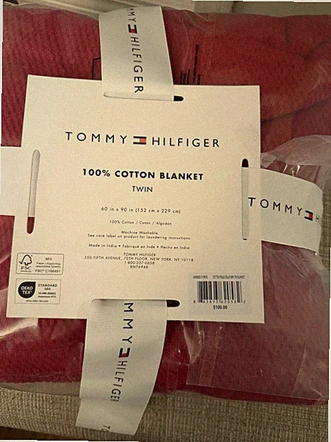 Tommy Hilfiger Cotton Twin Blanket Red 60x90in OEKO-TEX Machine Washable