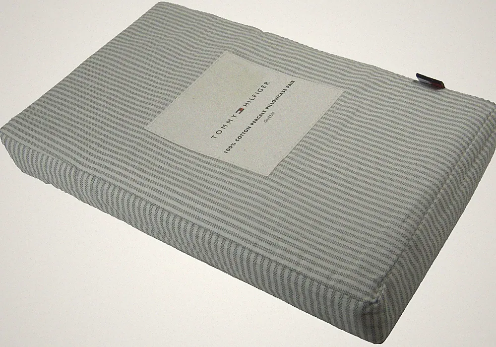 Tommy Hilfiger Cotton White / Gray Stripes Standard / Queen Pillowcases Set of 2