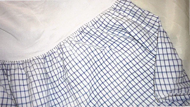 TOMMY HILFIGER ELIZABETH ANNE BLUE WHITE TATTERSAL PLAID (1) FULL BEDSKIRT 14"