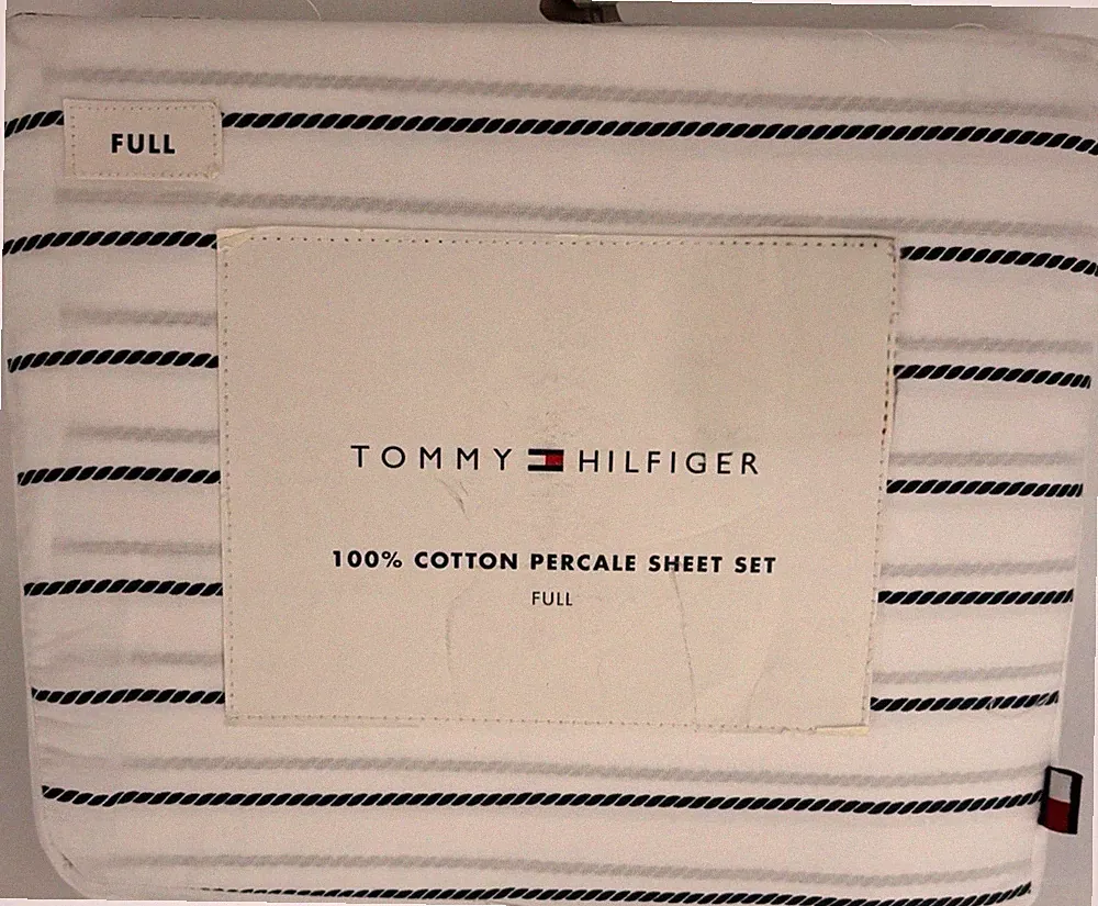 Tommy Hilfiger Forever Mini Stripe Fill Sheet Set 100% Cotton NEW