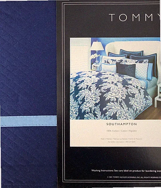 Tommy Hilfiger FULL bedskirt ~Dark Blue diamond quilting ~ Cotton ~ NEW