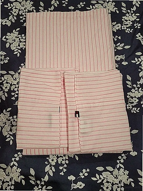 Tommy Hilfiger Full Size Flat Sheet W/2 Pillowcases Pink & White Stripes