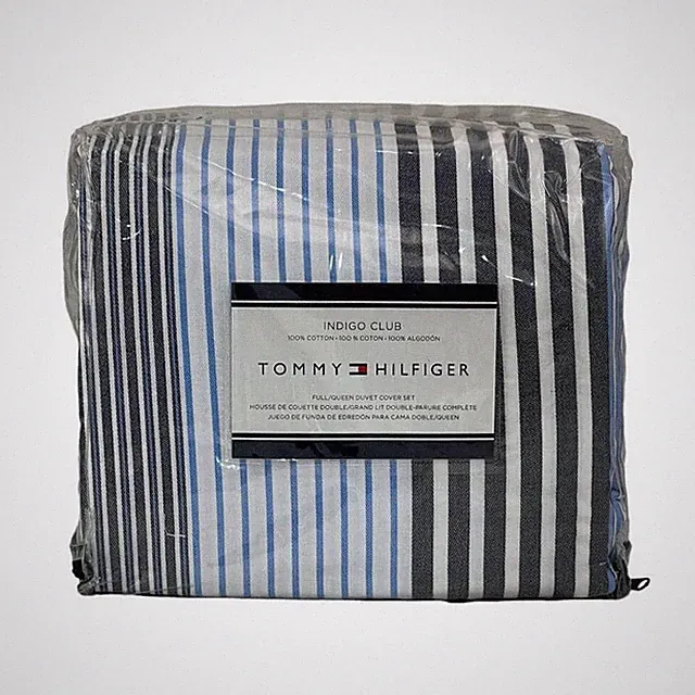 Tommy Hilfiger Indigo Club FULL / QUEEN Duvet Cover & Shams Set Blue / White