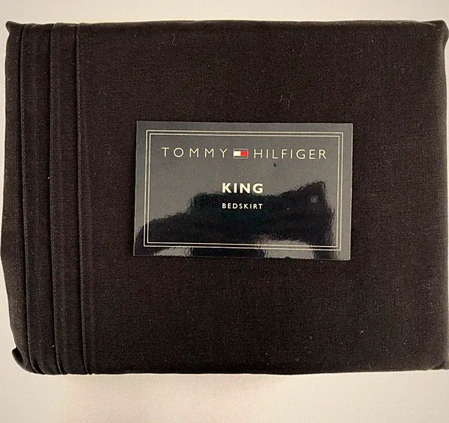 Tommy Hilfiger KING bedskirt ~ BLACK Holly Cotton ~ NEW