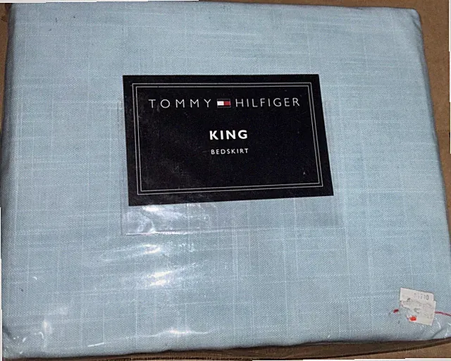 TOMMY HILFIGER King Size Bedskirt Blue “Petal Burst” 2003 New
