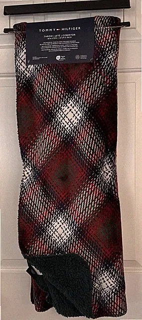 Tommy Hilfiger Plush Sherpa Throw Blanket Plaid Multicolor 50” x 70" NWT