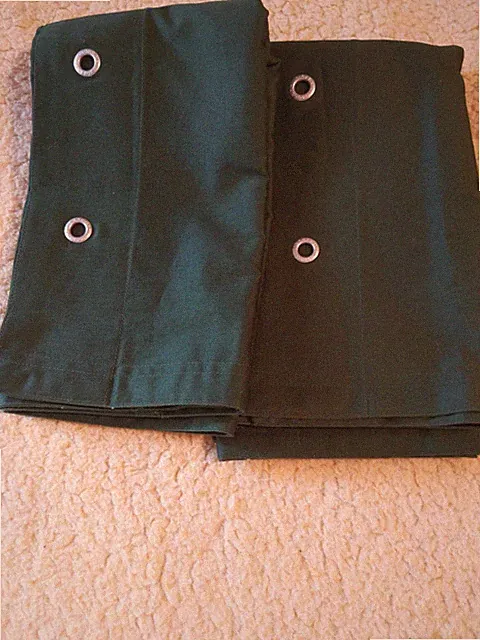 Tommy Hilfiger Preppy Dark Green Canvas Shams with Grommets Two New