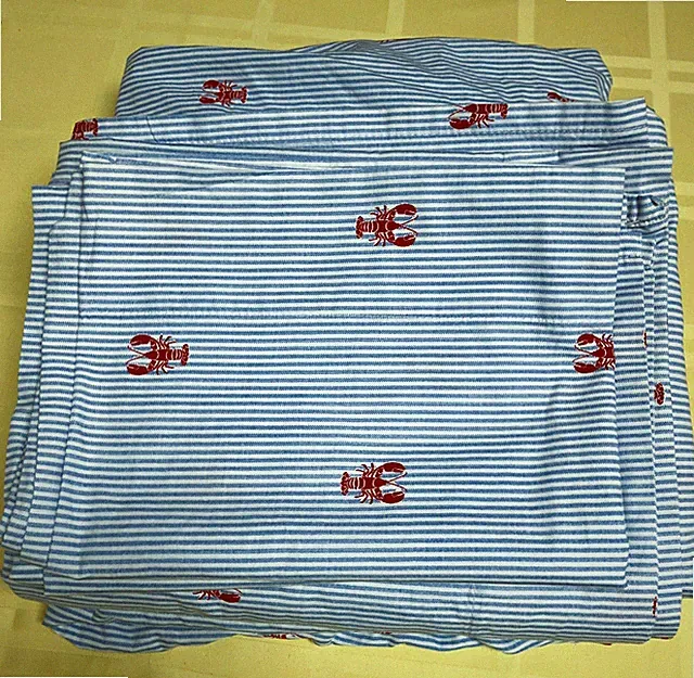 🔴Tommy Hilfiger Red Lobsters Blue Stripes Full Sheet 4 Pc Set Excellent