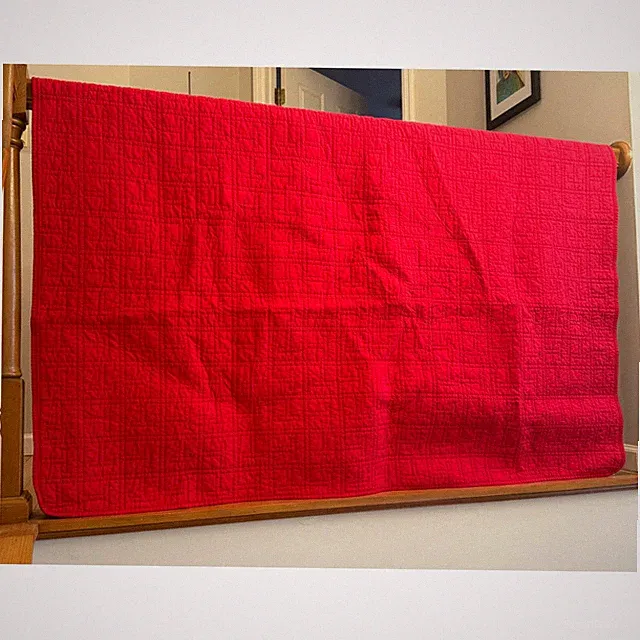 Tommy Hilfiger Red Twin Quilt T Stitching Preppy Americana Bedding 64 x 80