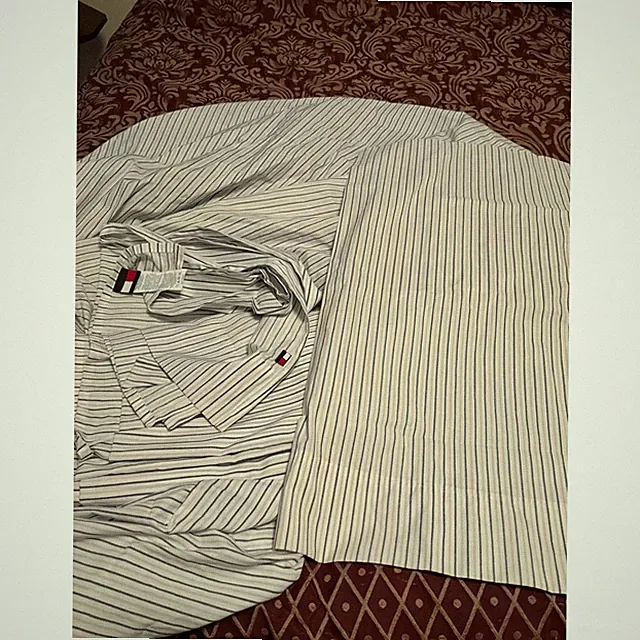 Tommy Hilfiger Sheet Set Blue White Striped Good Cotton Blend Ticking Stripe