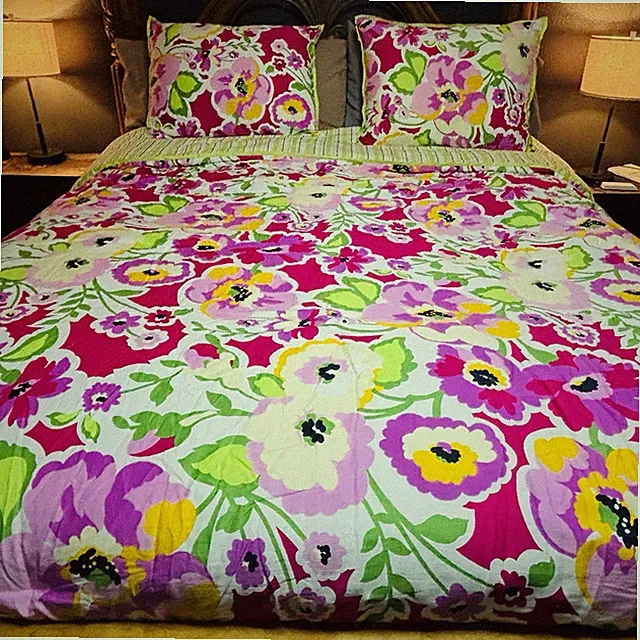 Tommy Hilfiger Somerville Full/Queen Duvet Comforter + 2 Shams Pink Green Floral