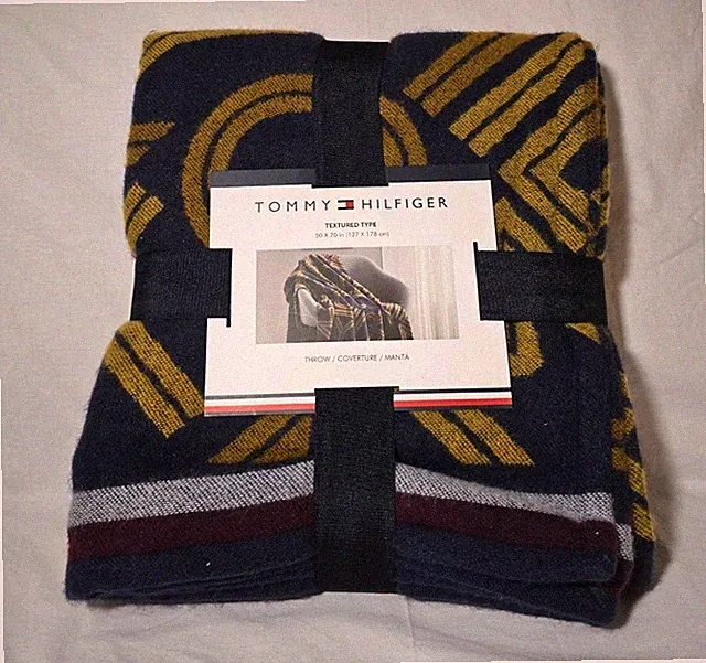 Tommy Hilfiger Textured Throw 50x70in Blue Yellow Red