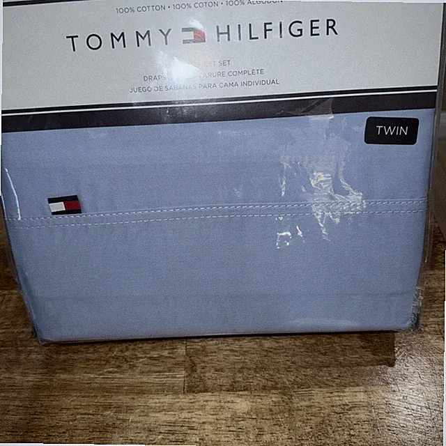 TOMMY HILFIGER TWIN SIZE SHEET SET Light BlueNEW 3 PIECE