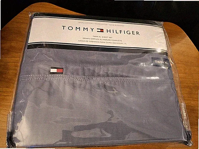 Tommy Hilfiger Twin XL Sheet Set 100% Cotton Grey NEW
