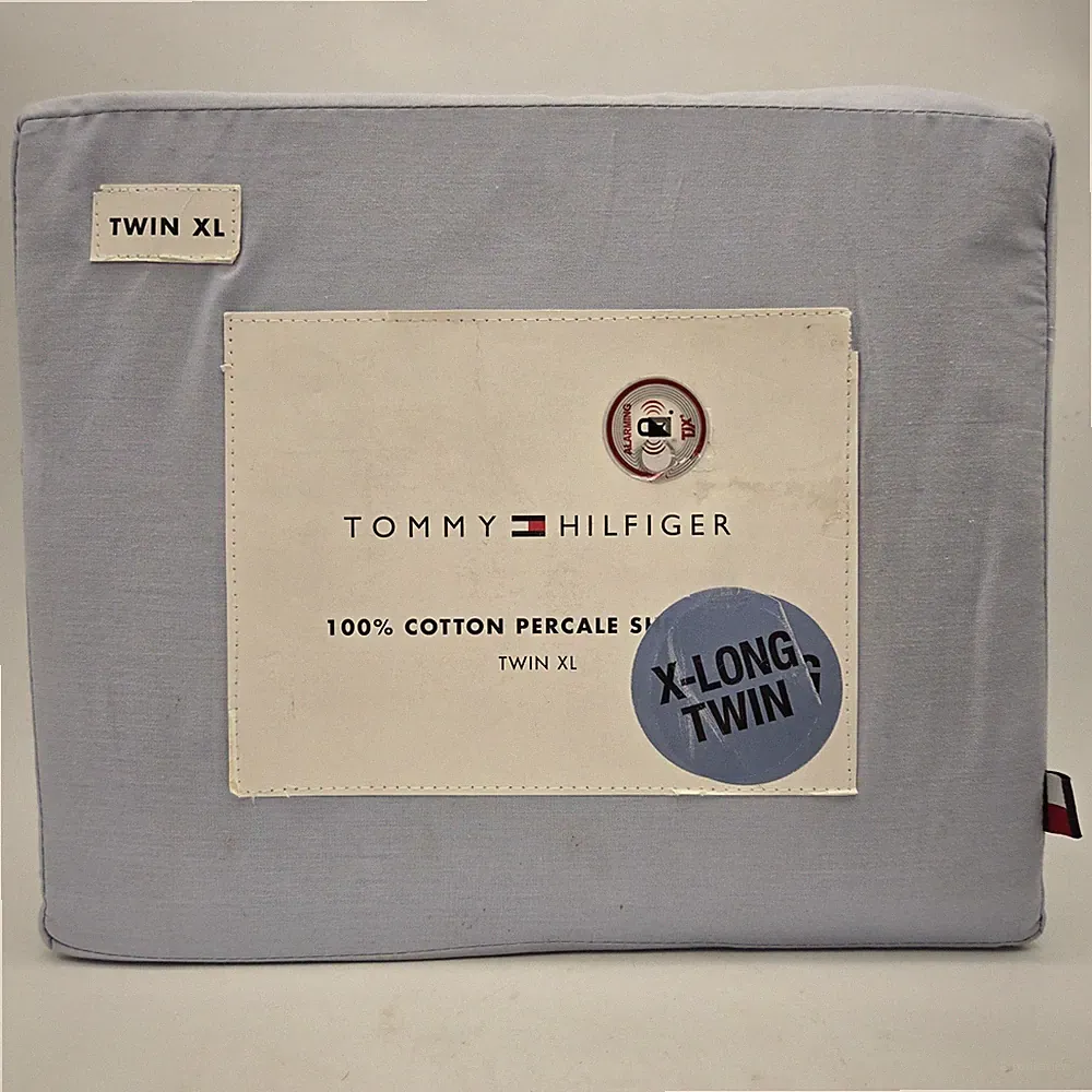 Tommy Hilfiger Twin XL X-Long Sheet Set 100% Cotton Percale Blue 3pc